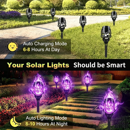 💀 Halloween Solar Skull Flame Lights