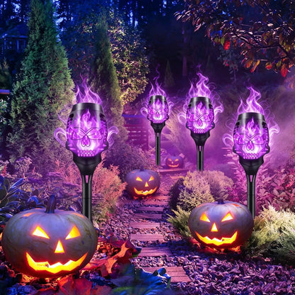 💀 Halloween Solar Skull Flame Lights