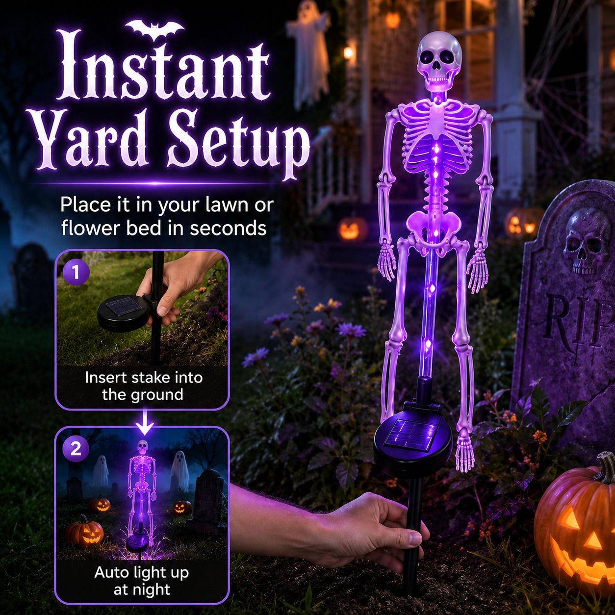 💀 Last Day 50% OFF – Solar Skull Garden Lights