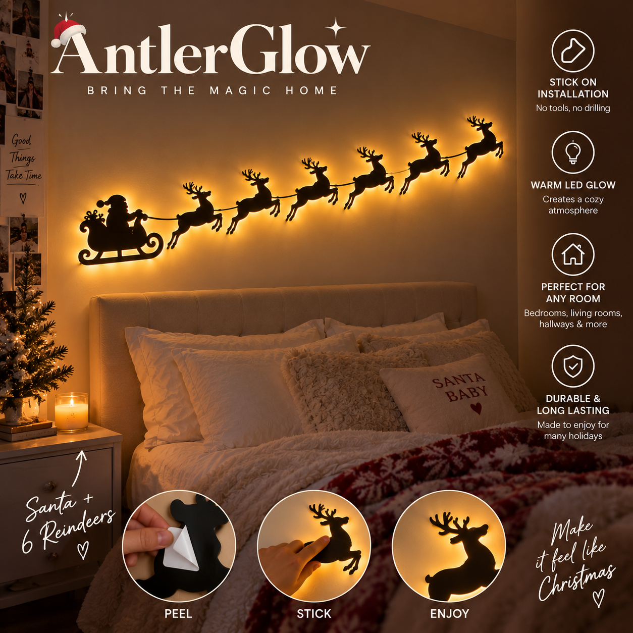 Reindeer Sleigh Press On