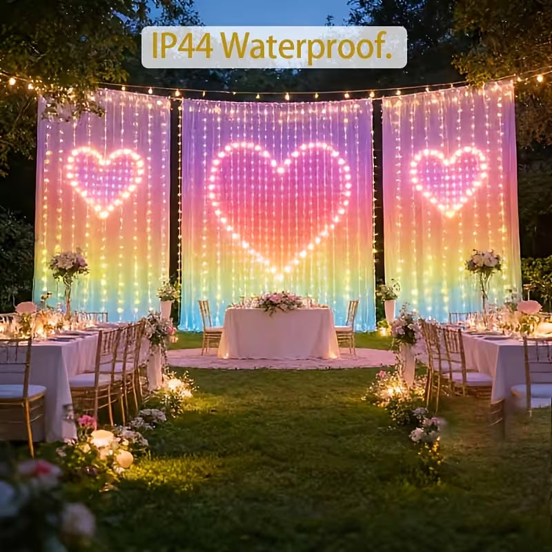 🎄 Smart RGB Pixel Curtain Lights – App-Controlled Animated Holiday Display for Balcony & Window Decor