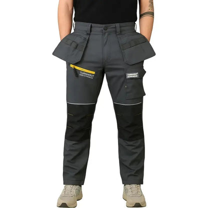 Men‘s Waterproof Softshell Jogger Trousers – Fleece-Lined, Stretch, Multi-Pocket, Knee Pad, Elastic Waist for Outdoor