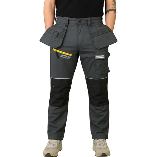 Men‘s Waterproof Softshell Jogger Trousers – Fleece-Lined, Stretch, Multi-Pocket, Knee Pad, Elastic Waist for Outdoor
