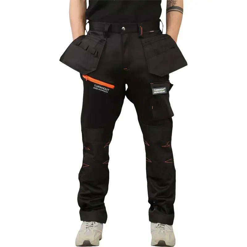 Men‘s Waterproof Softshell Jogger Trousers – Fleece-Lined, Stretch, Multi-Pocket, Knee Pad, Elastic Waist for Outdoor