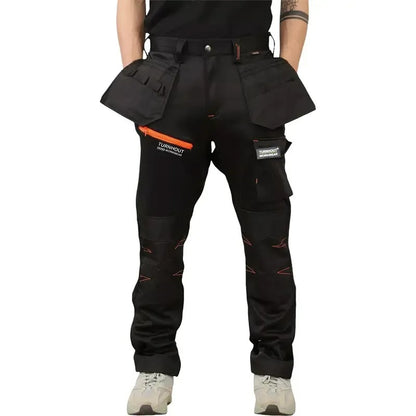 Men‘s Waterproof Softshell Jogger Trousers – Fleece-Lined, Stretch, Multi-Pocket, Knee Pad, Elastic Waist for Outdoor