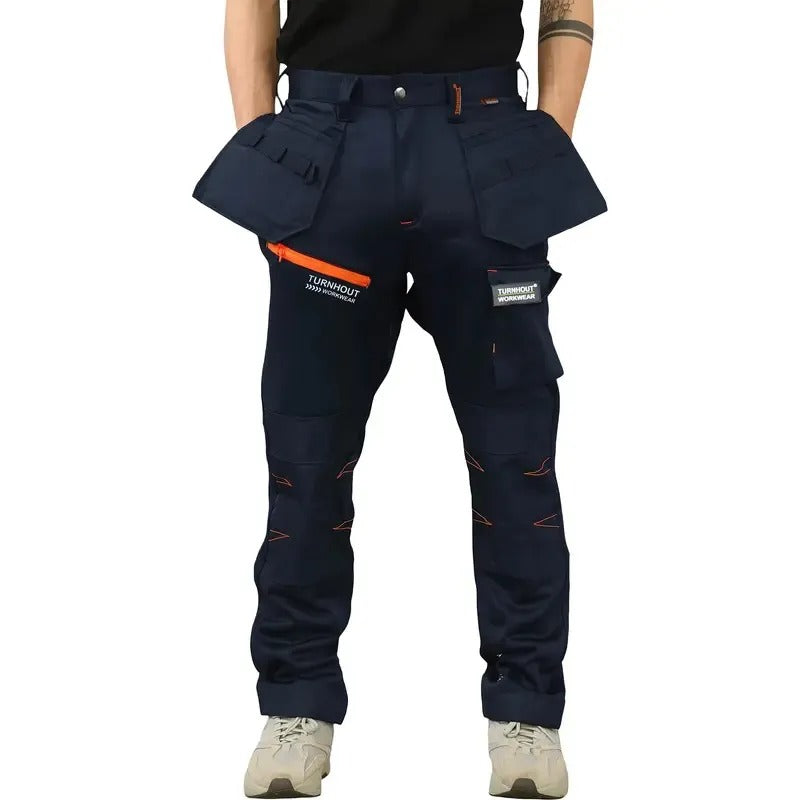 Men‘s Waterproof Softshell Jogger Trousers – Fleece-Lined, Stretch, Multi-Pocket, Knee Pad, Elastic Waist for Outdoor