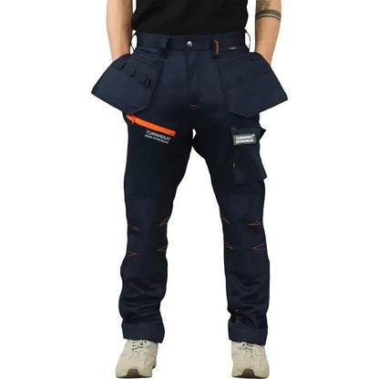 Men‘s Waterproof Softshell Jogger Trousers – Fleece-Lined, Stretch, Multi-Pocket, Knee Pad, Elastic Waist for Outdoor