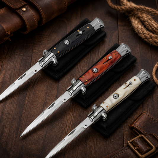 Vintage Stiletto Folding Pocket Knife Multi‑Color Handle EDC Collectible Utility Knife