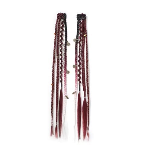 🔥2026 Boho Dreadlock Clip-In Hair Extensions 🌿 – 20" Braided Hair with Beads & Charms