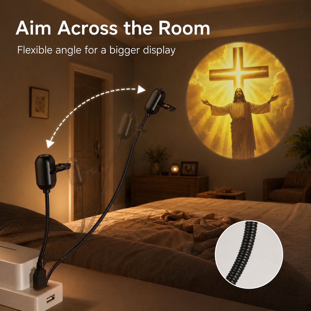 🙏 USB Jesus Wall Projection Lamp – Bring Peaceful Worship Glow Into Your Home