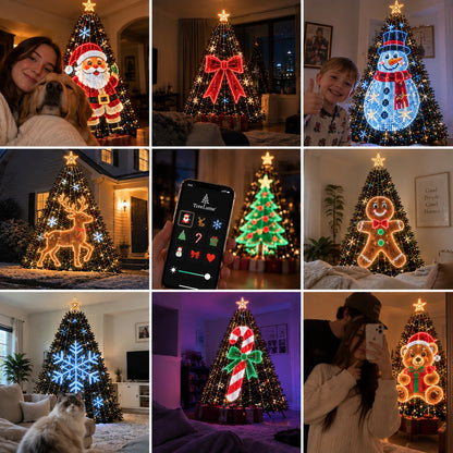 🎄 Smart RGB Christmas Tree Waterfall Lights | DIY Patterns, Music Sync & App Control