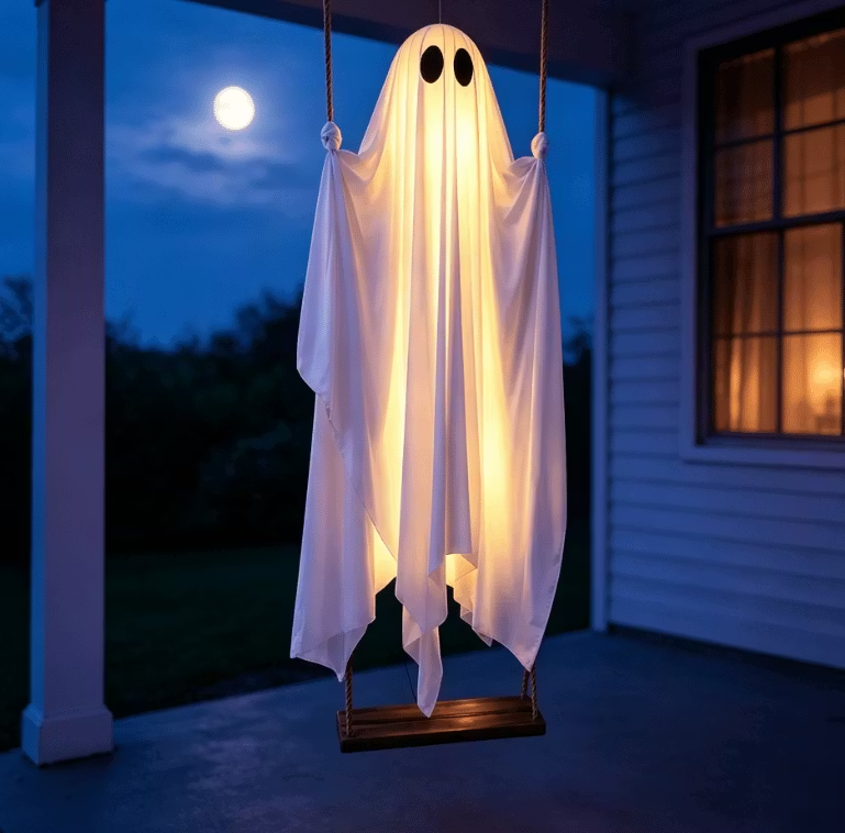 Light-Up Swinging Halloween Ghost with Remote