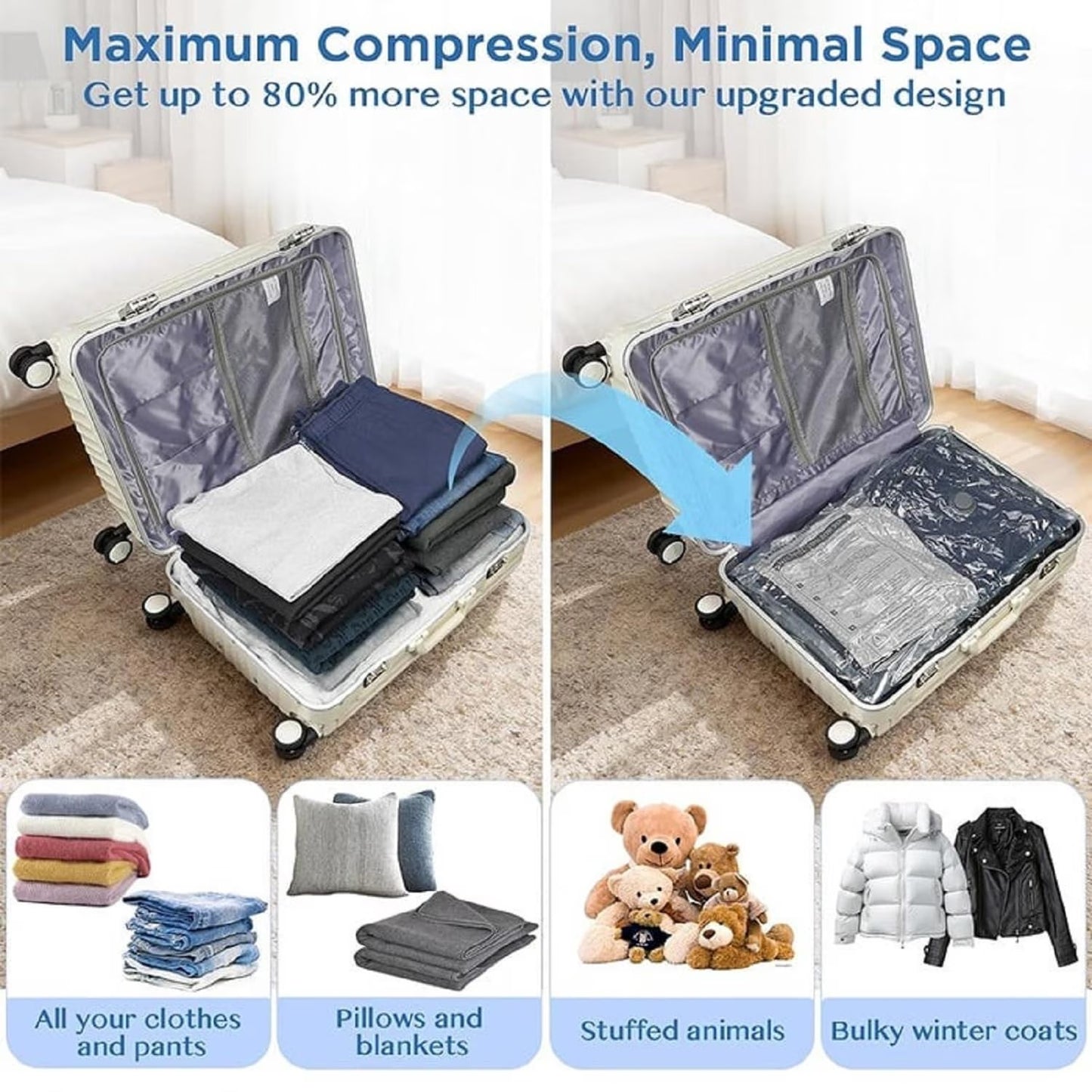 Travel Vacuum Storage Bags with Wireless Electric Pump