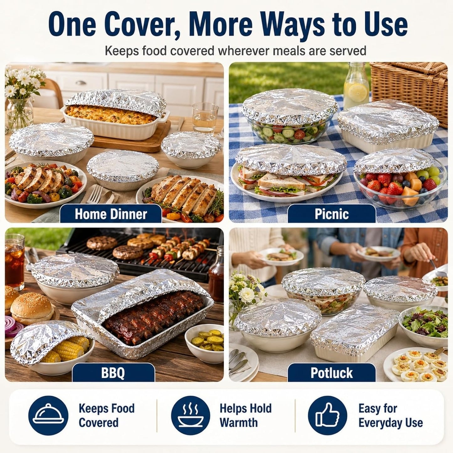 Reusable Aluminum Foil Food Covers