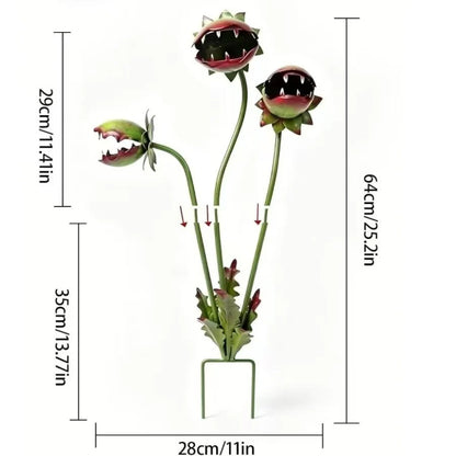 ☠️ Whimsical Metal Venus Flytrap Garden Stake – Handcrafted Outdoor Plant Decor