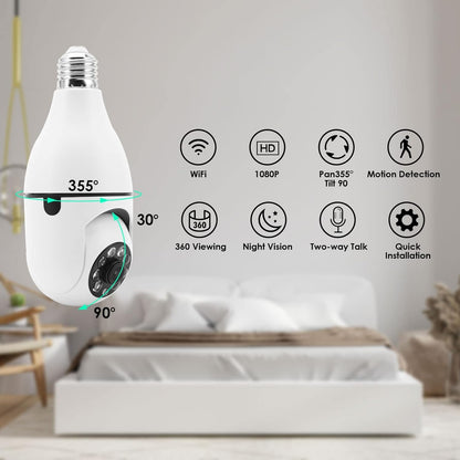 E27 WiFi Light Bulb Security Camera with Night Vision