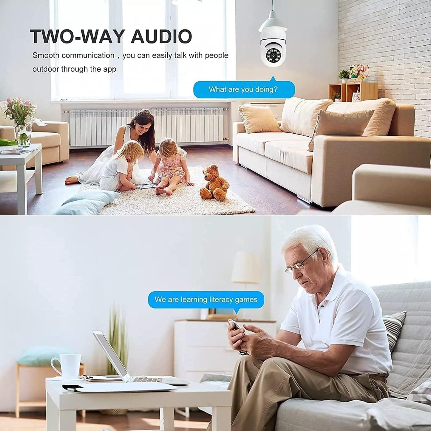 E27 WiFi Light Bulb Security Camera with Night Vision