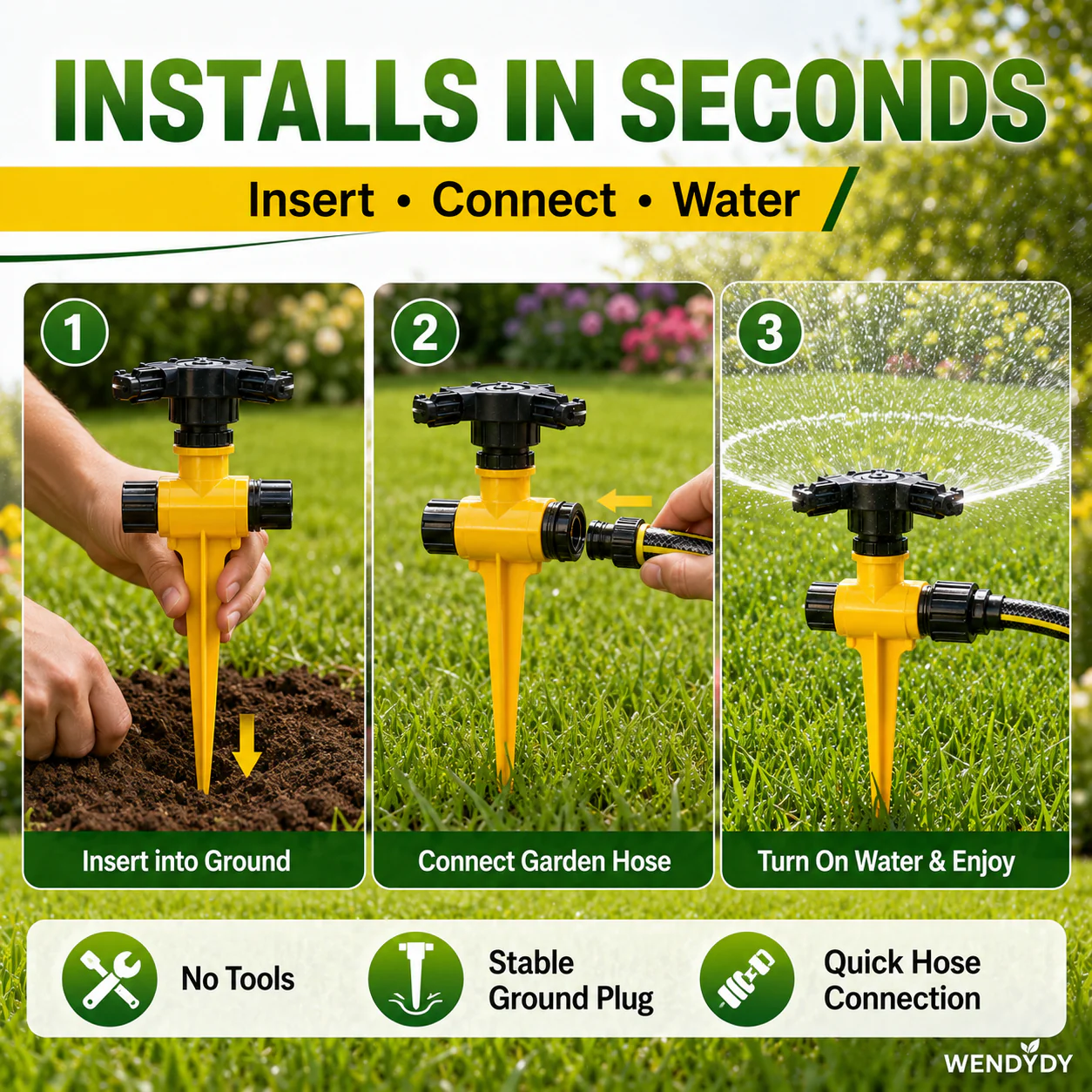 ✨360° Rotation Auto Irrigation System Garden Lawn Sprinkler Patio