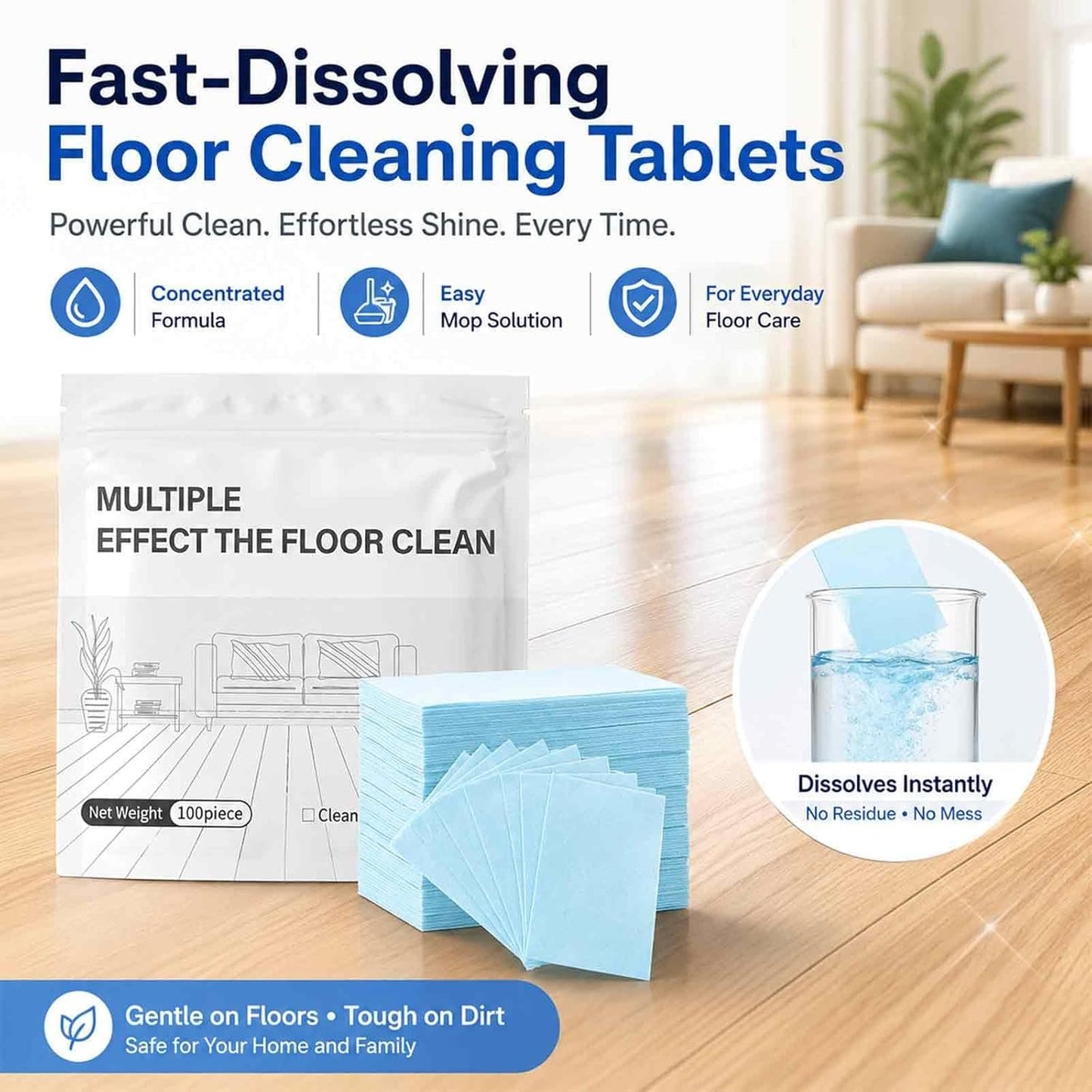 Multi-Effect Floor Clean Tablets,Floor Cleaning Tablets Multi-Surface Cleaner