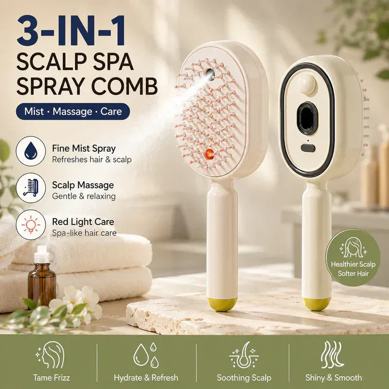 Electric Spray Hair Straightener Brush | Self-Cleaning Anti-Tangle