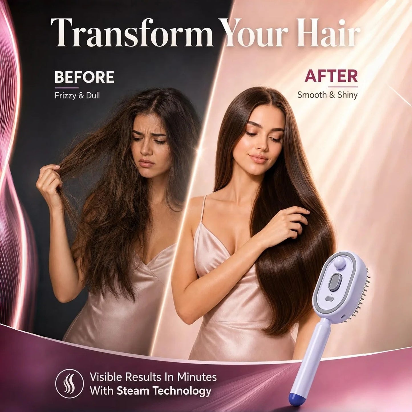 Electric Spray Hair Straightener Brush | Self-Cleaning Anti-Tangle