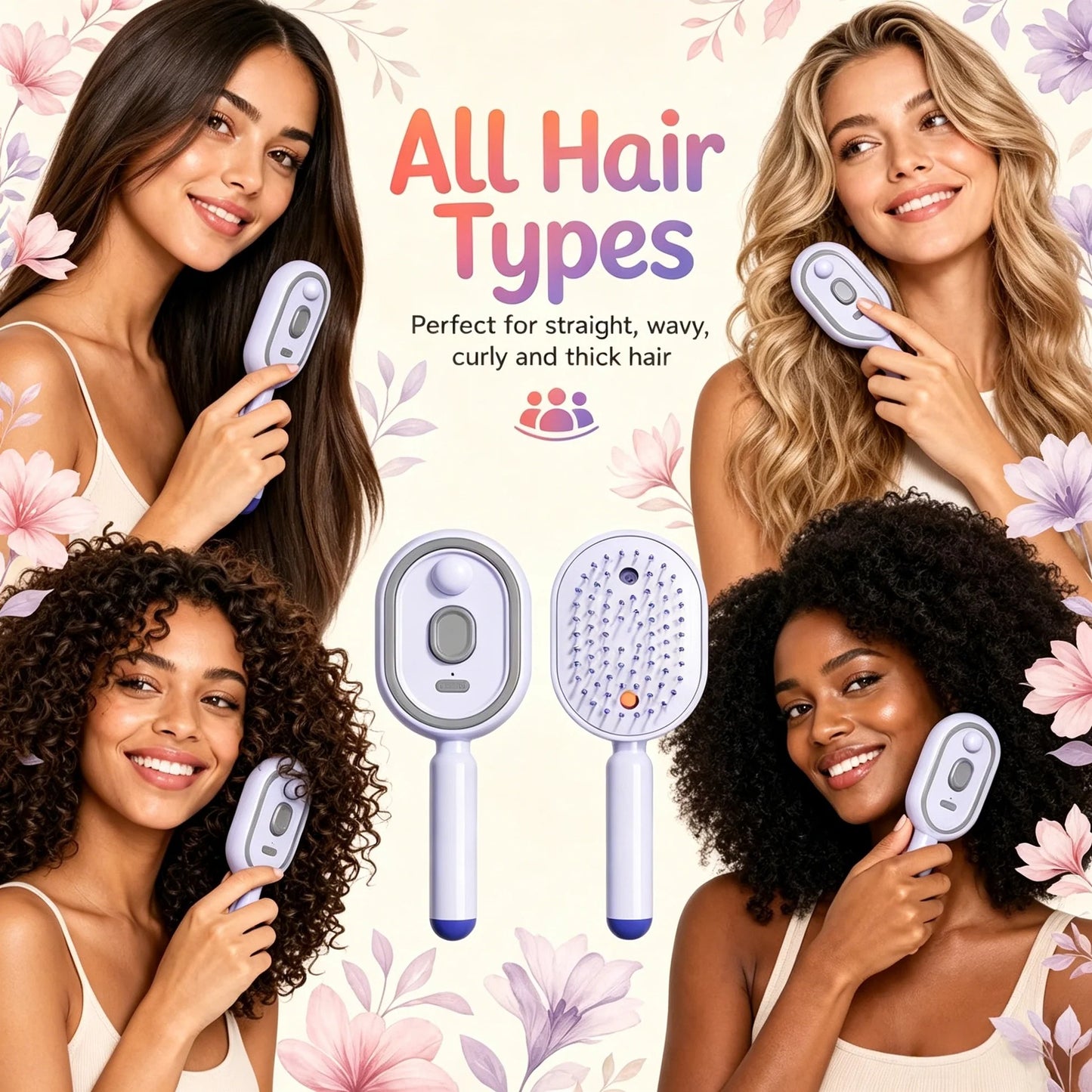 Electric Spray Hair Straightener Brush | Self-Cleaning Anti-Tangle
