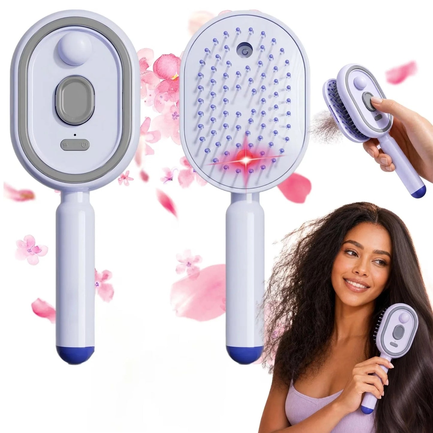 Electric Spray Hair Straightener Brush | Self-Cleaning Anti-Tangle