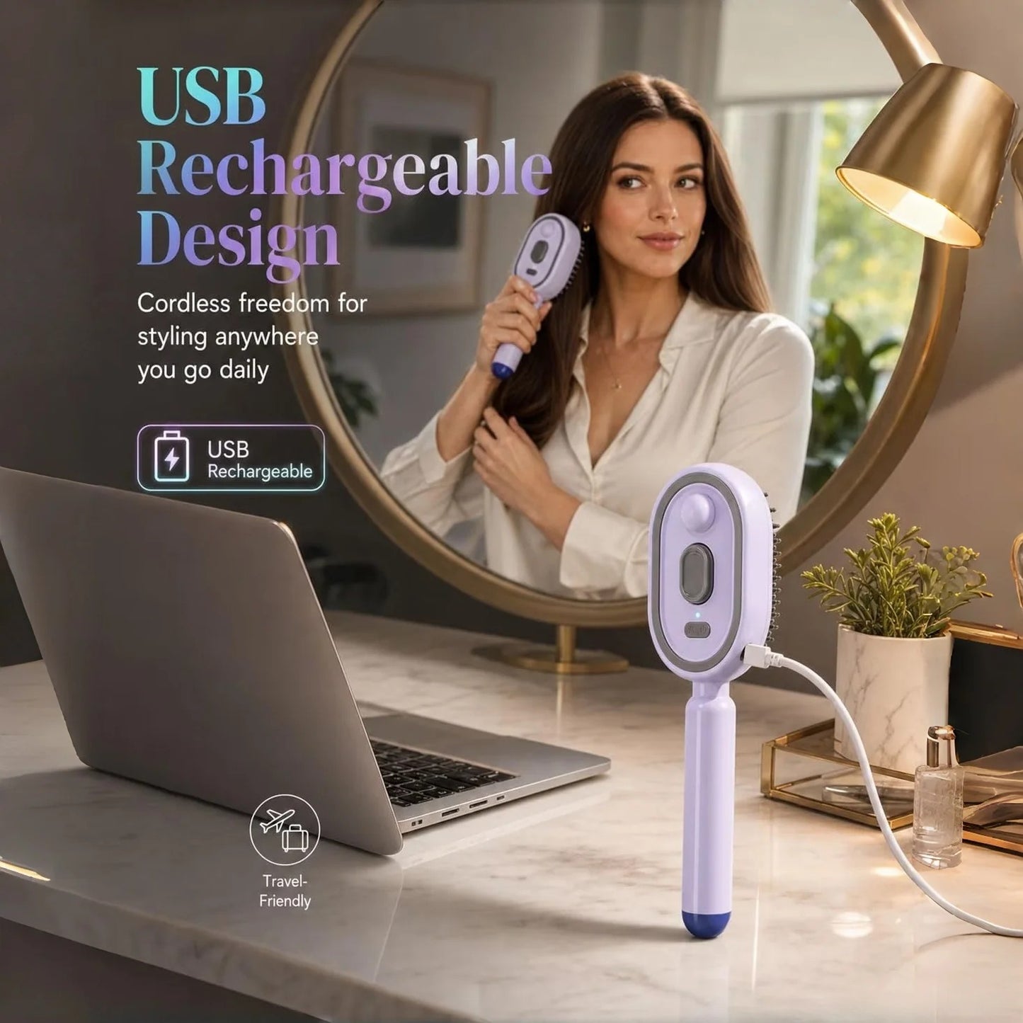 Electric Spray Hair Straightener Brush | Self-Cleaning Anti-Tangle