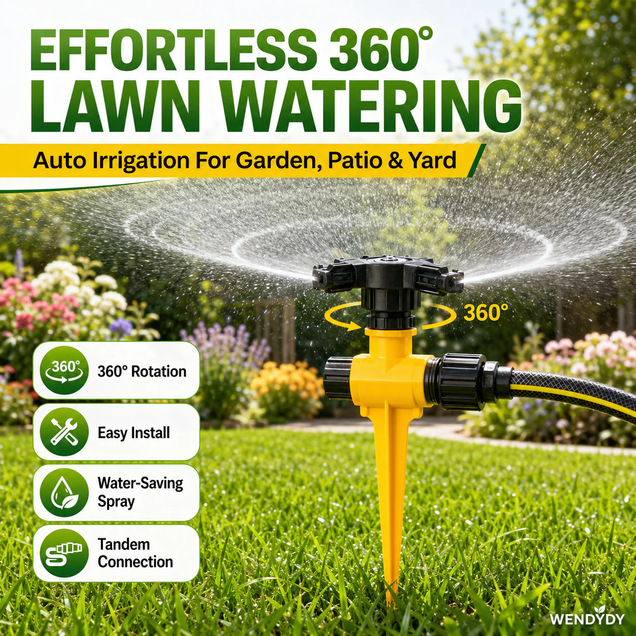 ✨360° Rotation Auto Irrigation System Garden Lawn Sprinkler Patio