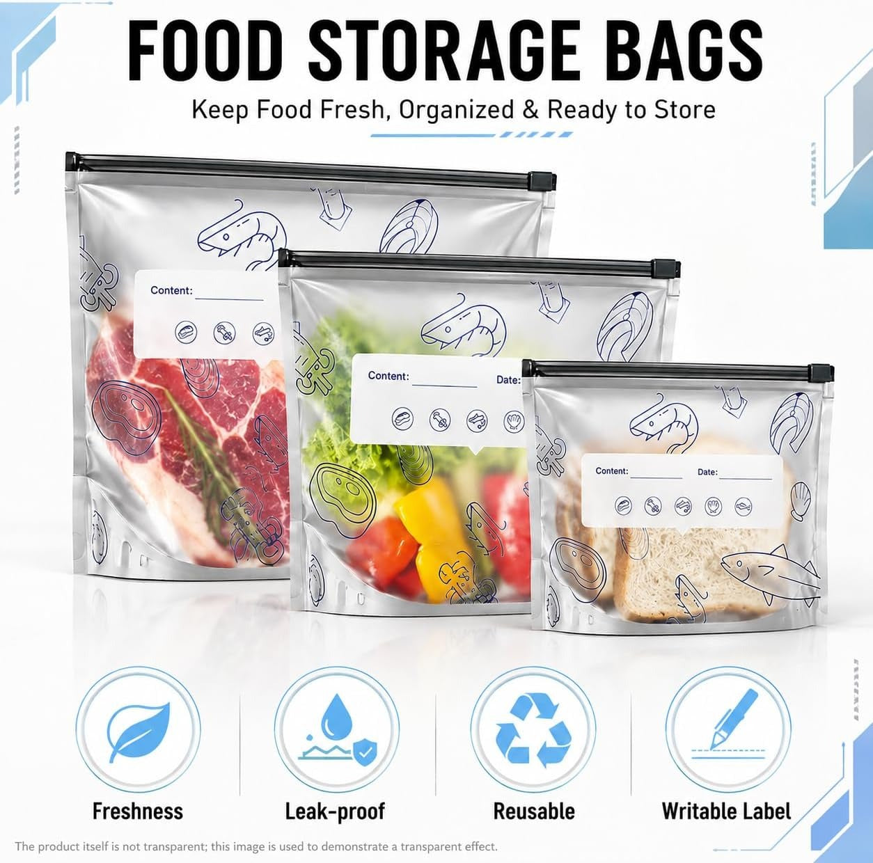 Reusable Aluminum Foil Sealable Storage Bags, 10 Pcs Aluminum foil Freezer Bags
