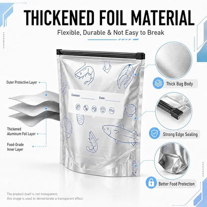Reusable Aluminum Foil Sealable Storage Bags, 10 Pcs Aluminum foil Freezer Bags