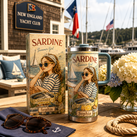 Personalized Sardine Summer Girl 40oz Tumbler With Gift Box