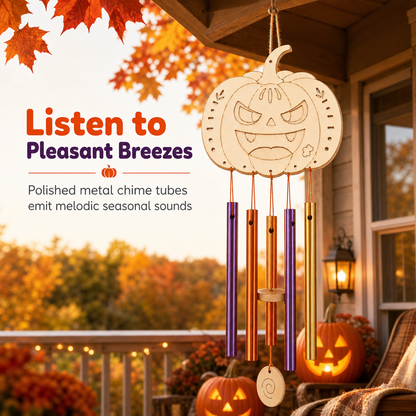 🎃 Halloween Wooden Pumpkin Craft Kit-6pc | DIY Wind Chime