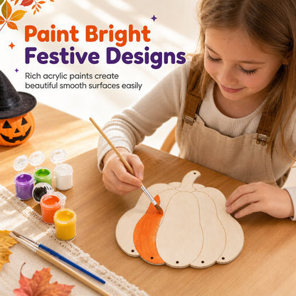 🎃 Halloween Wooden Pumpkin Craft Kit-6pc | DIY Wind Chime