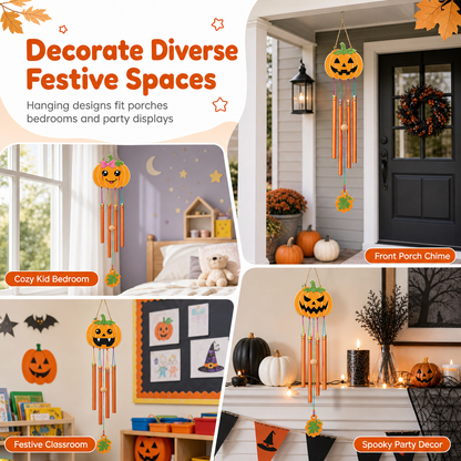 🎃 Halloween Wooden Pumpkin Craft Kit-6pc | DIY Wind Chime